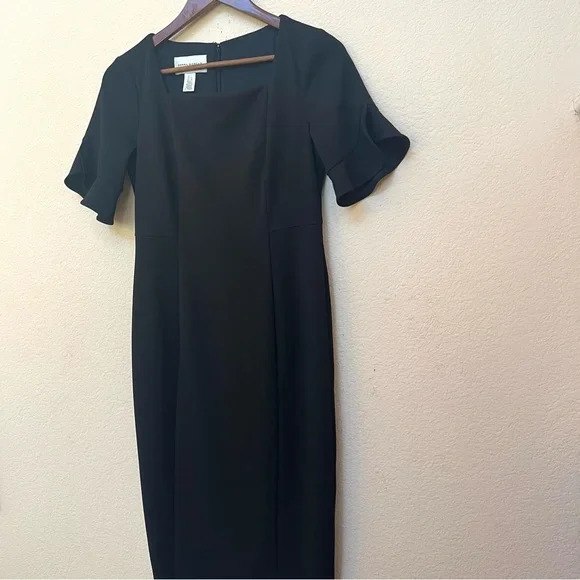 Donna Morgan Black Flutter Sleeve Sheath Dress B6/19 - Picture 5 of 16